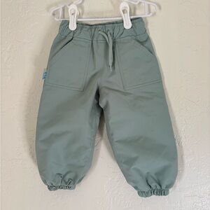 Jan & Jul Toddler fleece lined rain pants - Size 1T - Dusty Mint
